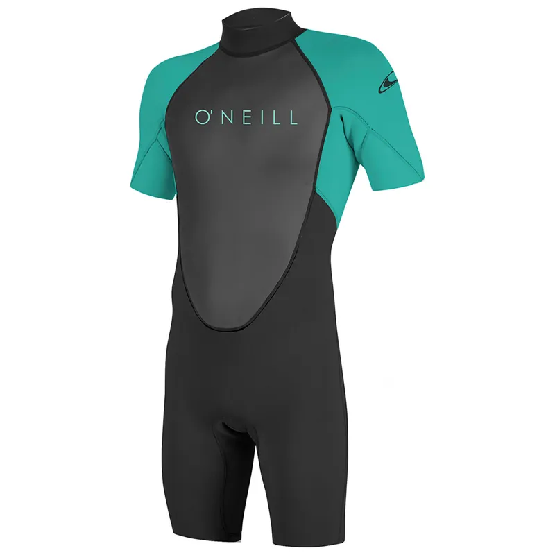 O Neill Reactor Youth 2mm Back Zip Shorty Wetsuit in Black/Aqua