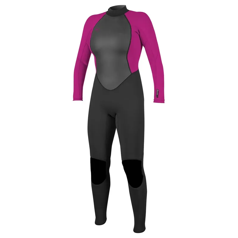 O Neill Womens Reactor 3-2mm Back Zip Wetsuit in Black/Berry