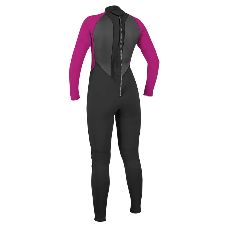 O Neill Womens Reactor 3-2mm Back Zip Wetsuit in Black/Berry-1