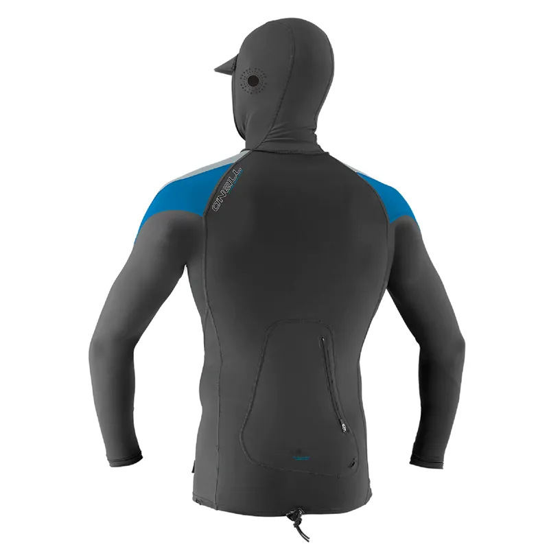Oneill OZone Hooded Long Sleeve Rash Guard in Graphite/Cool Grey/Ocean-1
