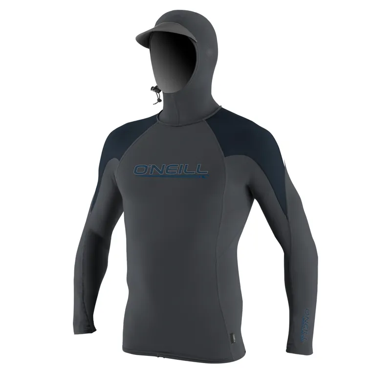 O'Neill OZone Hooded Long Sleeve Rash Guard in Graphite/Slate/White