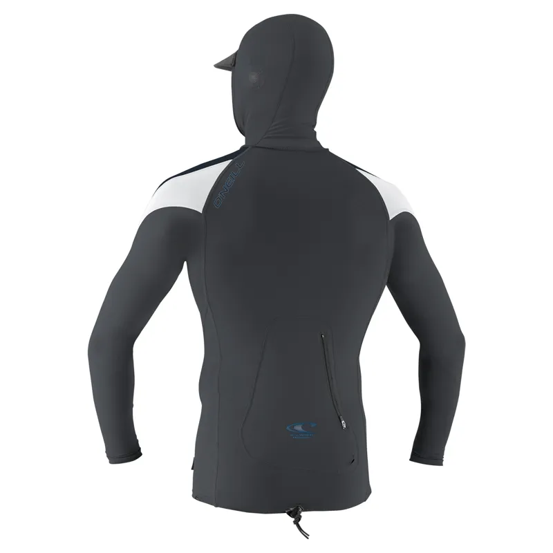 O'Neill OZone Hooded Long Sleeve Rash Guard in Graphite/Slate/White-1