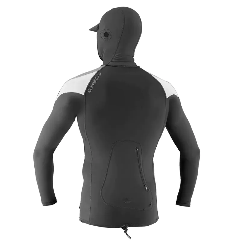 O'Neill OZone Hooded Long Sleeve Rash Guard in Graphite/Slate/White-1