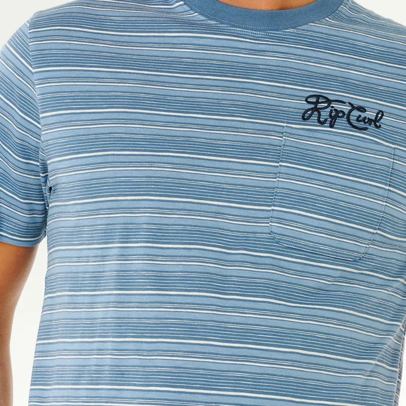 Rip Curl Pacific Rinse Stripe Tee in Faded Denim-1