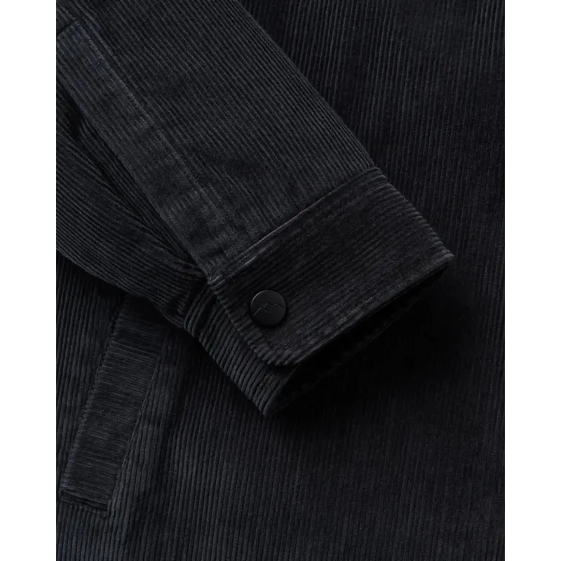Passenger Kodiak Sherpa Lined Cord Overshirt in Faded Black-3