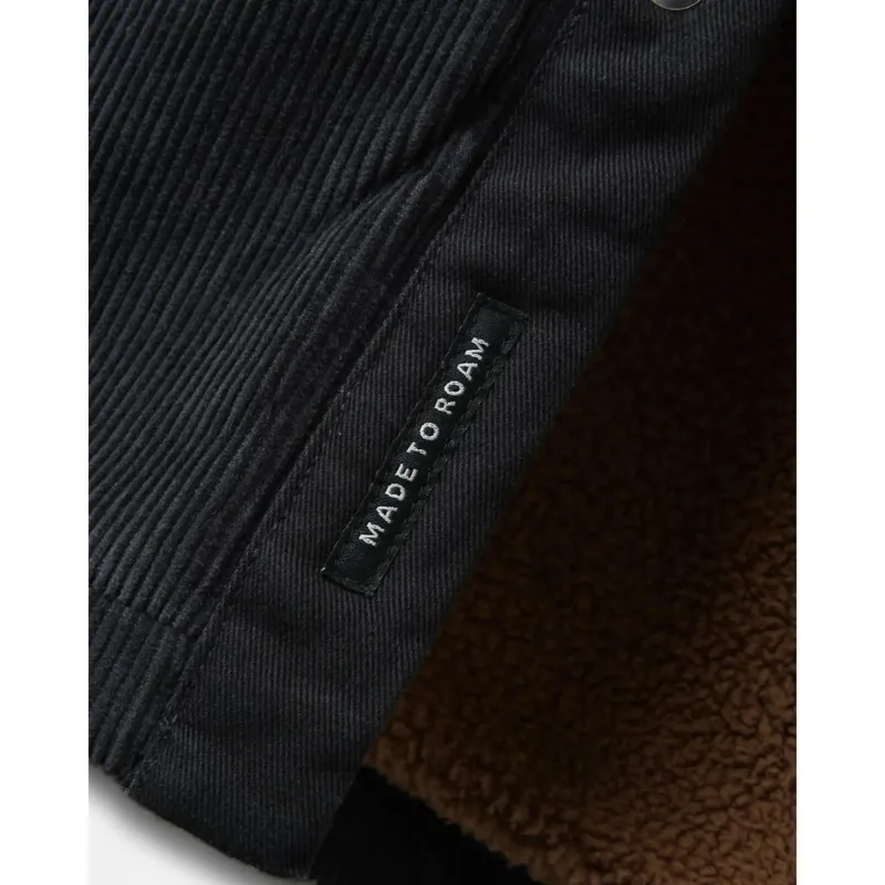 Passenger Kodiak Sherpa Lined Cord Overshirt in Faded Black-2