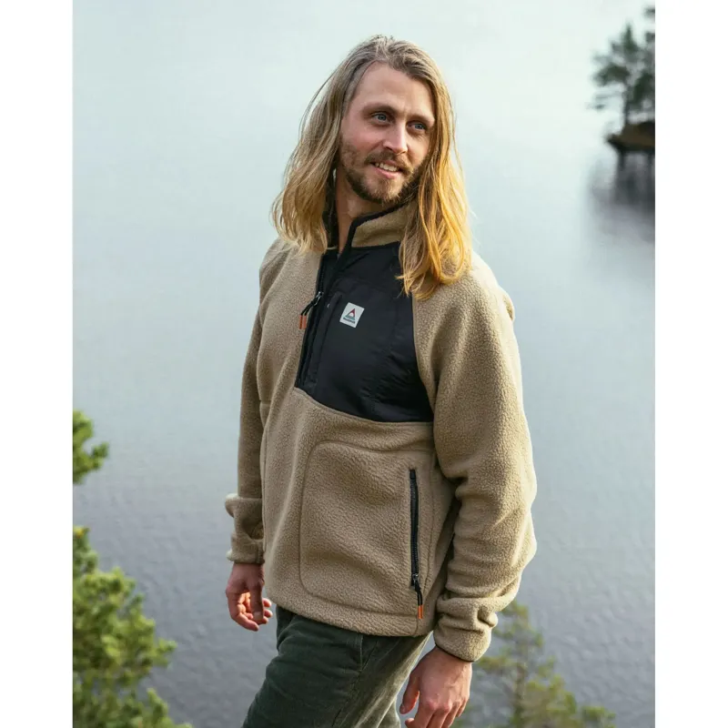 Passenger Offgrid 1/2 Zip Recycled Sherpa Fleece in Biscuit-1