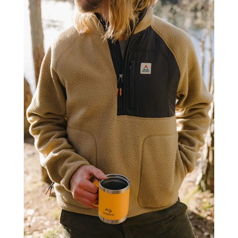 Passenger Offgrid 1/2 Zip Recycled Sherpa Fleece in Biscuit-2