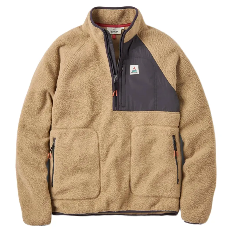 Passenger Offgrid 1/2 Zip Recycled Sherpa Fleece in Biscuit