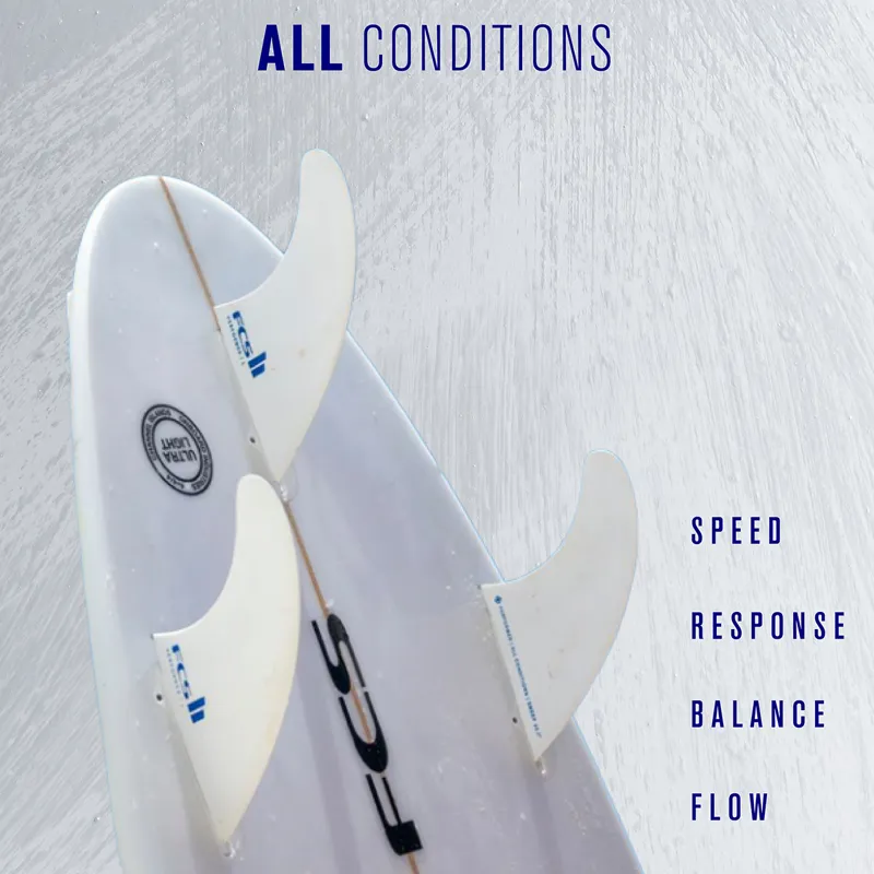 FCS II Performer White Edition PC Tri Fin Set - All Round-2