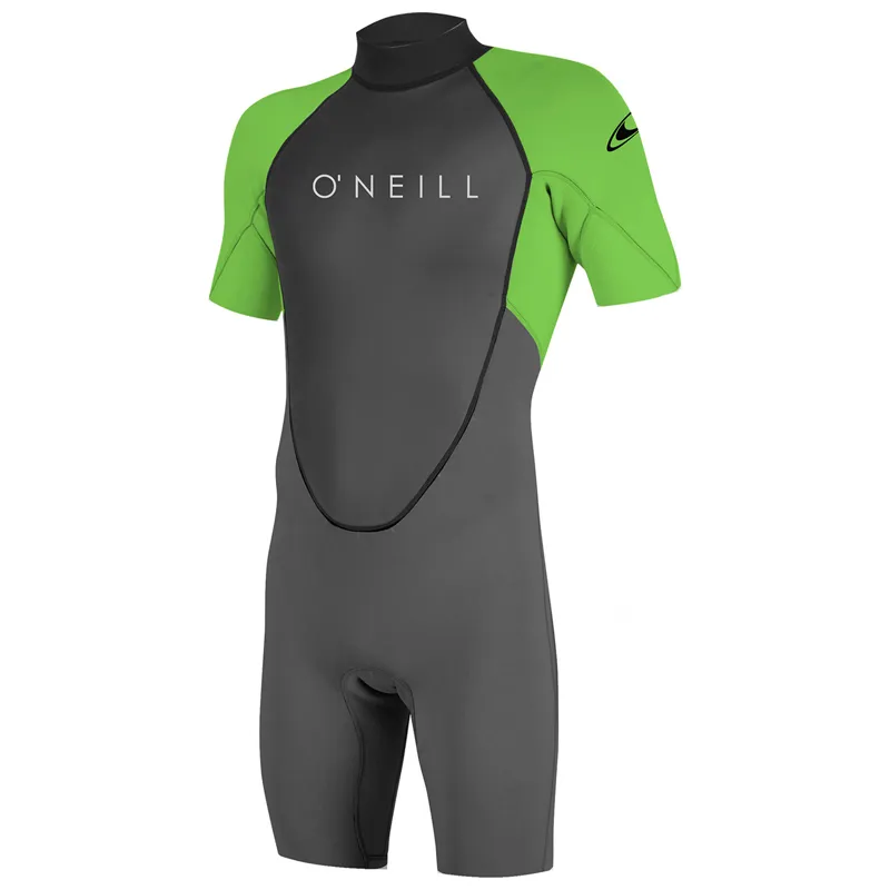 O Neill Reactor Mens 2mm Back Zip Shorty Wetsuit in Graphite/Dayglo