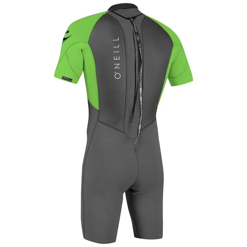 O Neill Reactor Mens 2mm Back Zip Shorty Wetsuit in Graphite/Dayglo-1