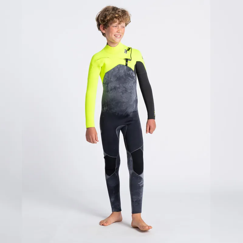 C-Skins / Junior / Session / 4-3mm / Chest Zip / Black Tiedye-Yellow-Graphite