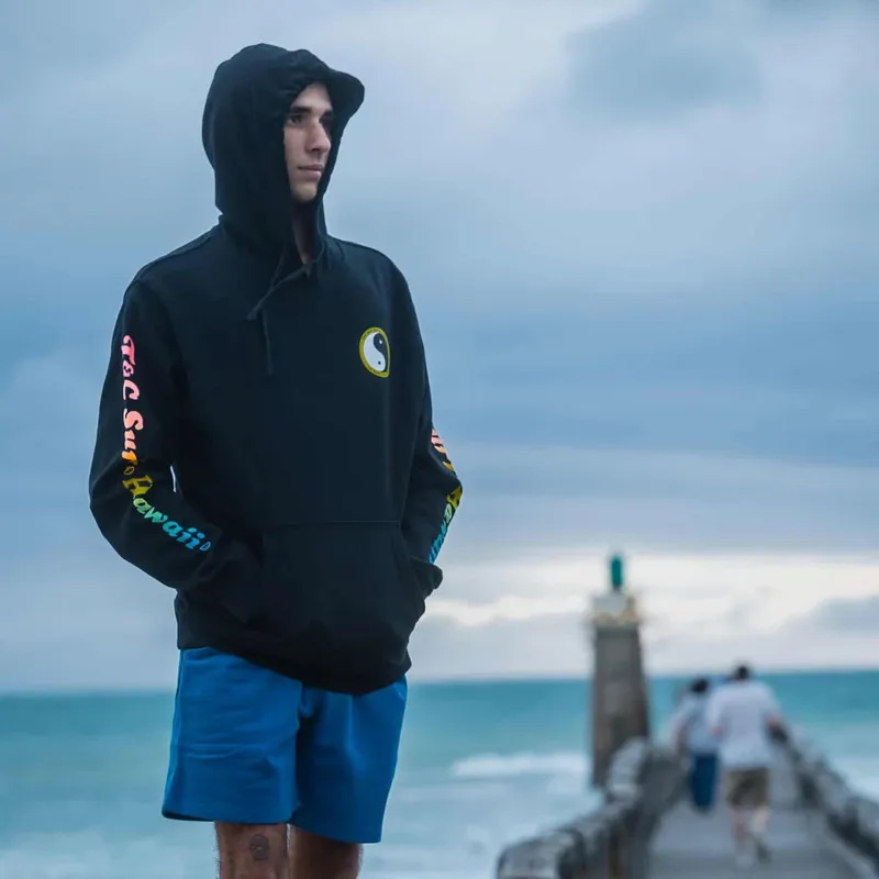 T and C Set YR Rail Hooded Fleece in Washed Black-2