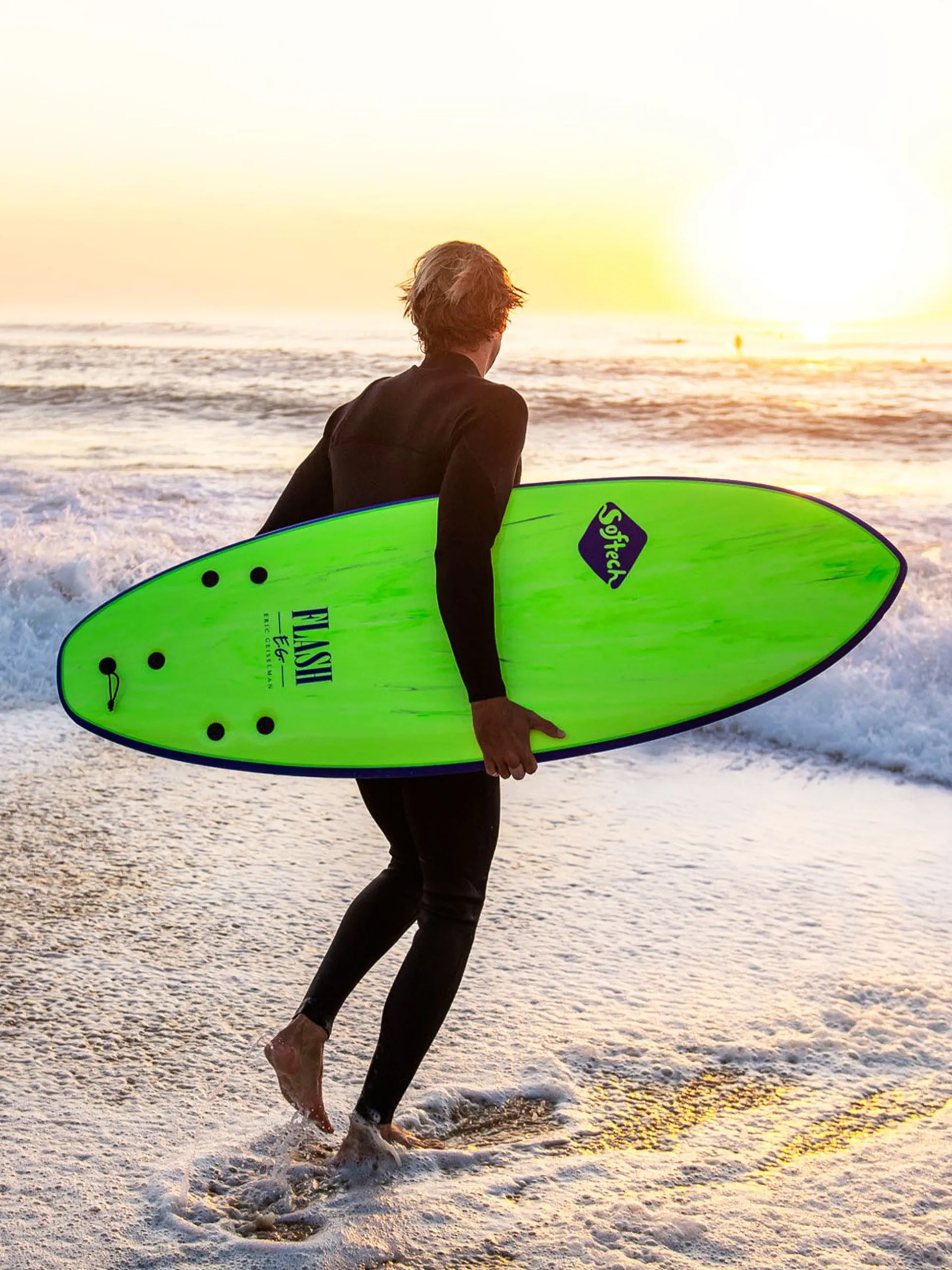 Softech Flash Eric Geiselman Soft Surfboard in Green Marble - FCS