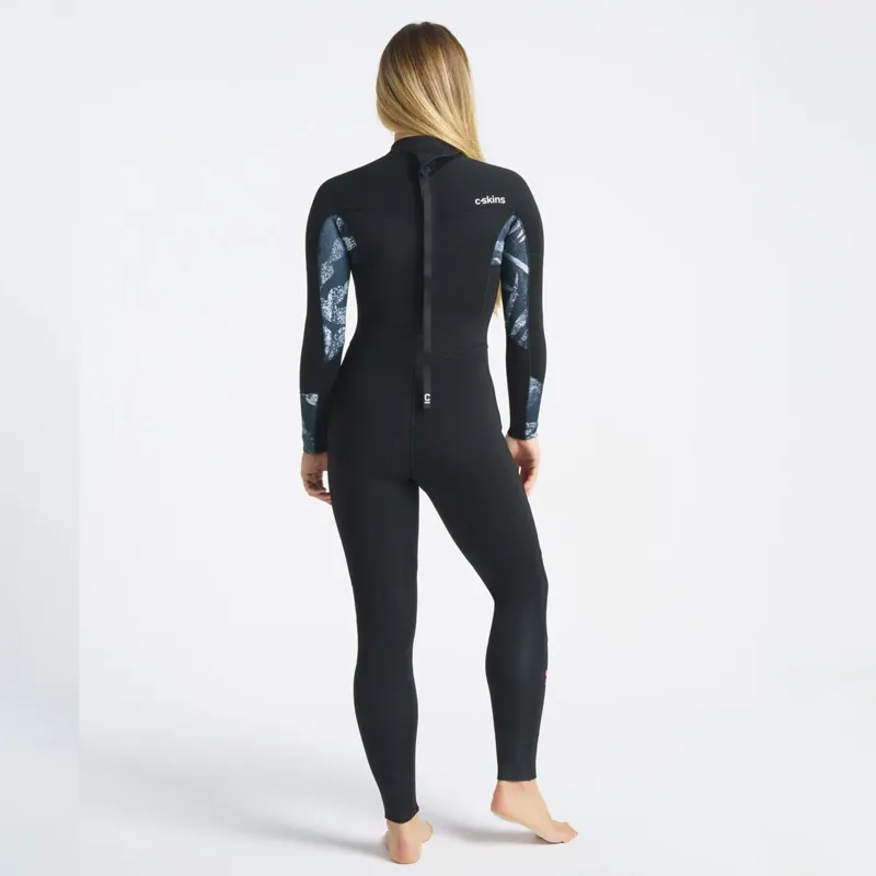 C-Skins Womens Solace 5-3mm Back Zip Wetsuit in Black/Rose-3