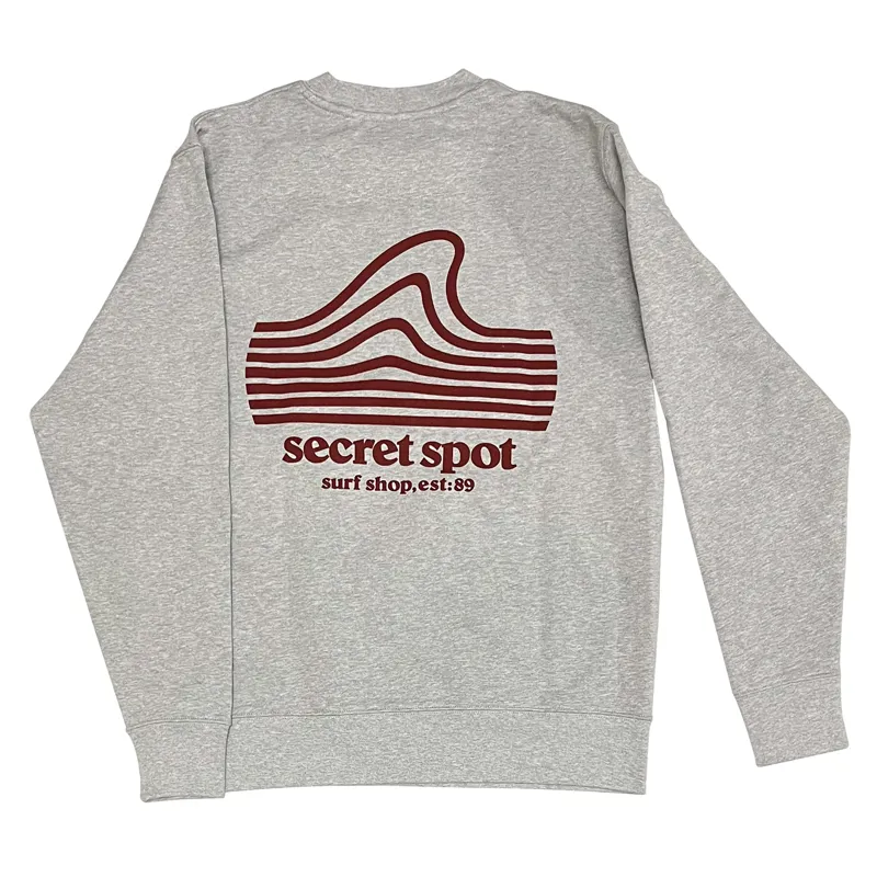 Secret Spot Logo Crew Sweatshirt in Heather Grey/Maroon