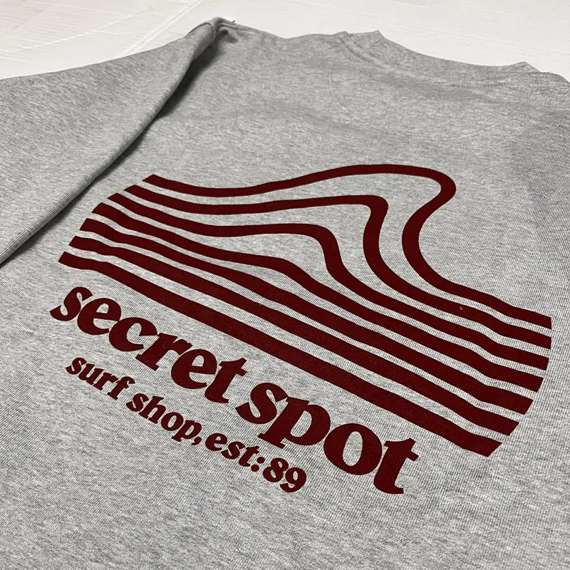 Secret Spot Logo Crew Sweatshirt in Heather Grey/Maroon-1