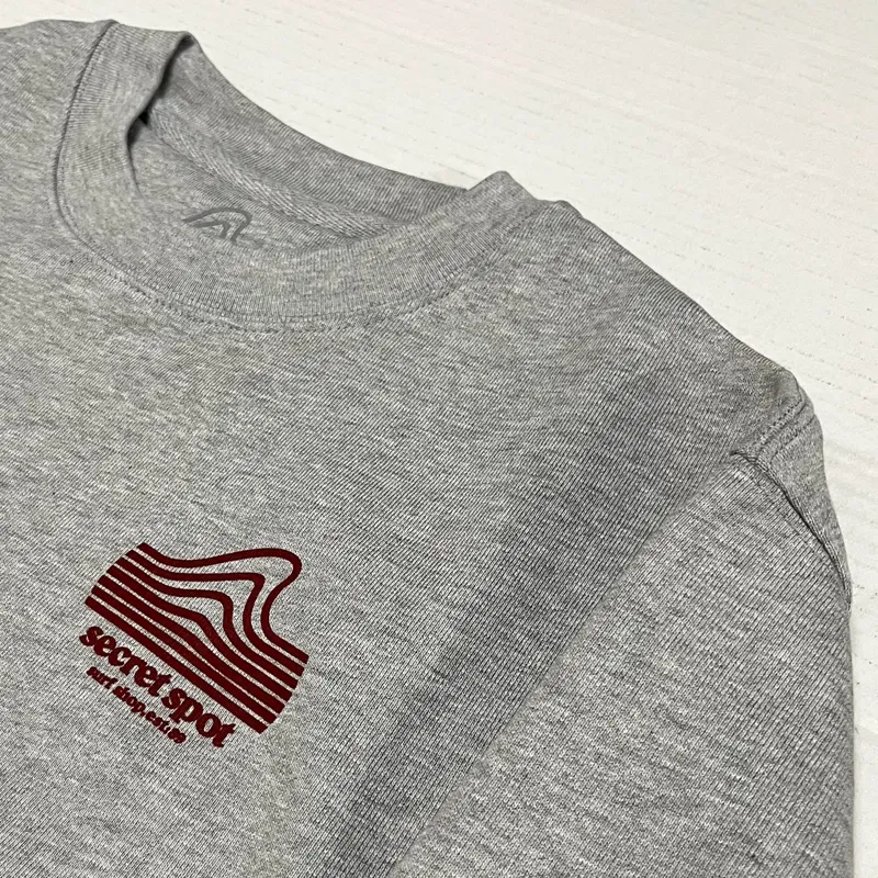 Secret Spot Logo Crew Sweatshirt in Heather Grey/Maroon-2