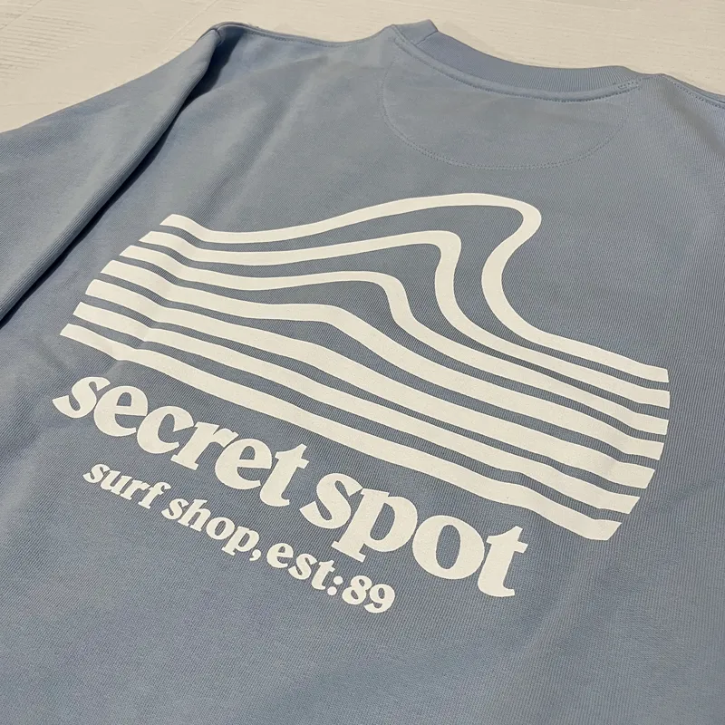 Secret Spot Logo Crew Sweatshirt in Sky Blue/White-1