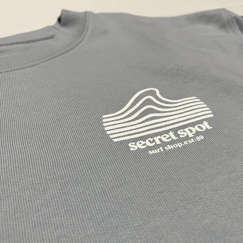 Secret Spot Logo Crew Sweatshirt in Sky Blue/White-2