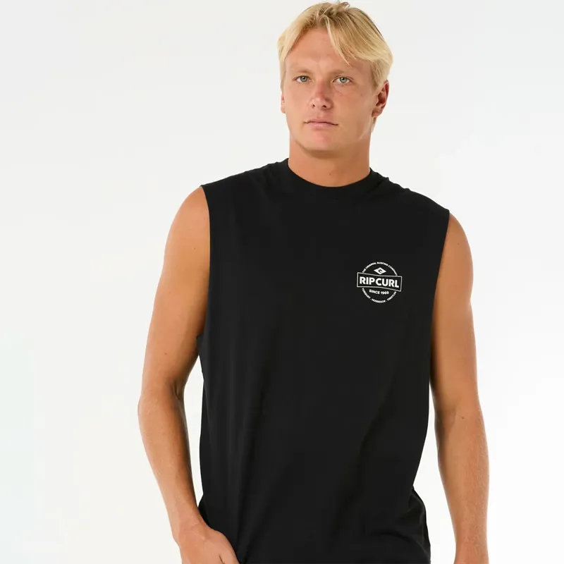 Rip Curl Stapler Muscle Tee in Black-1