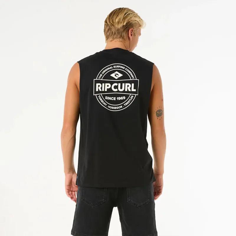 Rip Curl Stapler Muscle Tee in Black