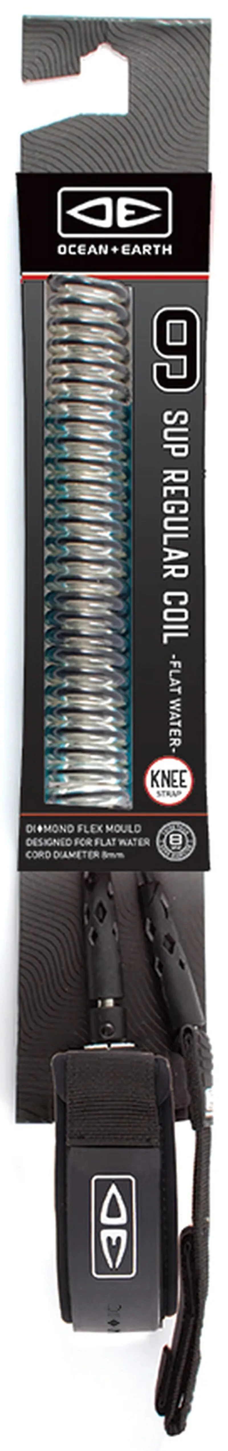 Ocean and Earth Diamond Flex 9ft SUP Coil Knee Leash in Black-1