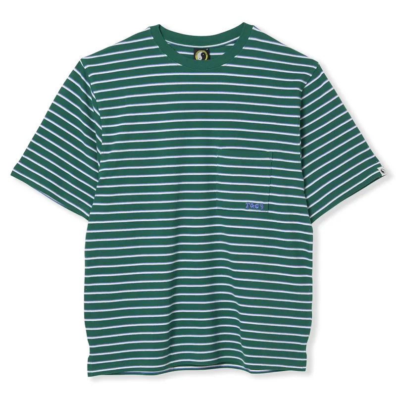 T and C Surf Designs Yarn Dye Stripe Tee in Green