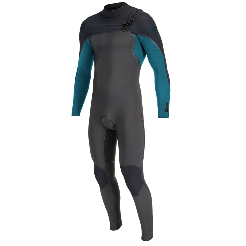 O Neill Youth Hyperfreak Fire 5-4+mm Chest Zip Wetsuit in Midnight/Black/Tidepool