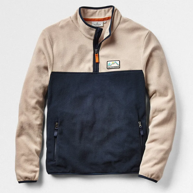 Passenger Set Off Recycled Polar 1/4 Zip Fleece in Oatmeal
