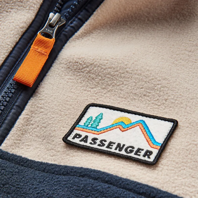 Passenger Set Off Recycled Polar 1/4 Zip Fleece in Oatmeal-6