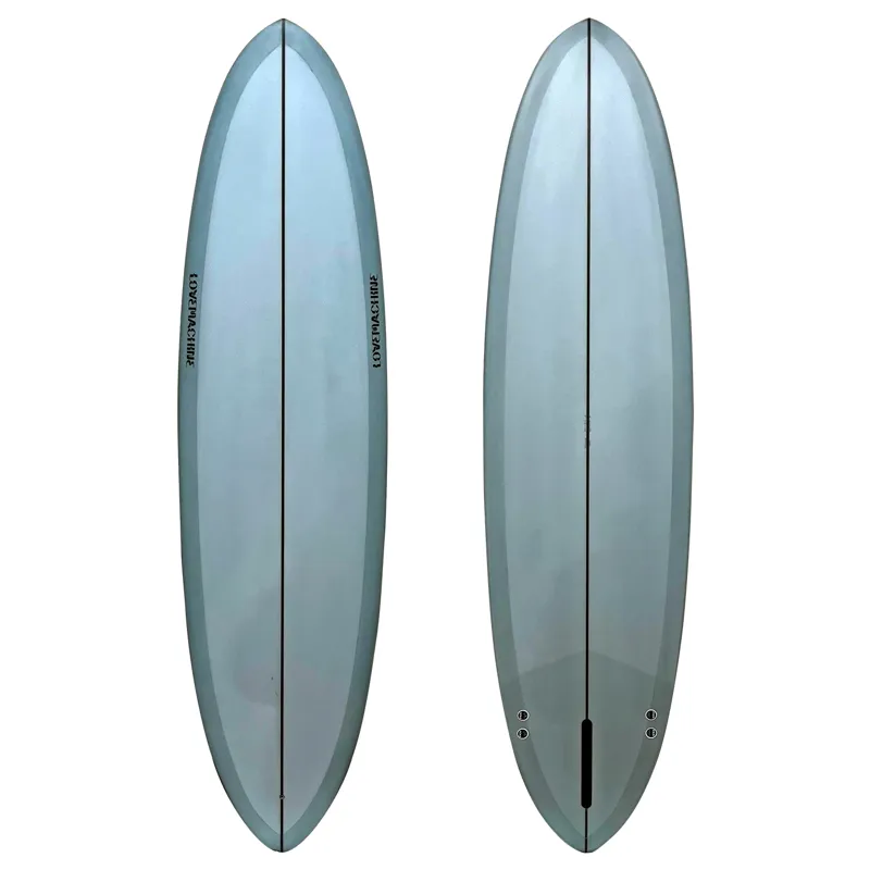 Love Machine Surfboards 7ft 4in Thick Lizzy in Blue - FCS Sides