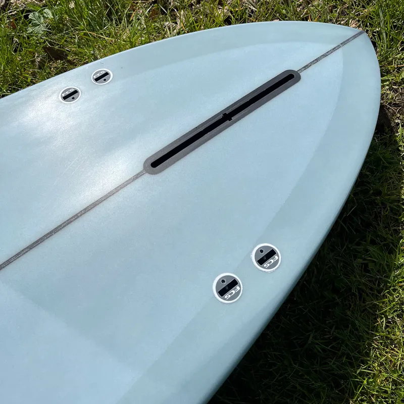 Love Machine Surfboards 7ft 4in Thick Lizzy in Blue - FCS Sides-4