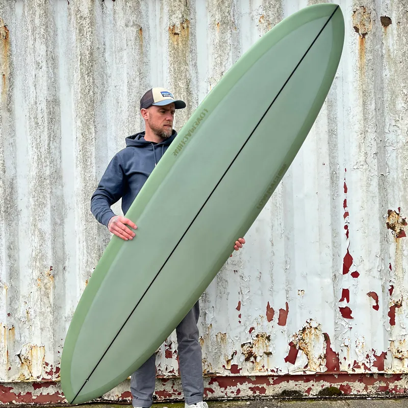 Love Machine Surfboards 7ft 4in Thick Lizzy in Green - FCS Sides-1