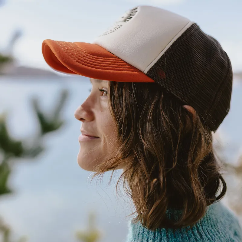 Passenger Land and Sea Snapback Trucker Cap in Sunrise Orange-3