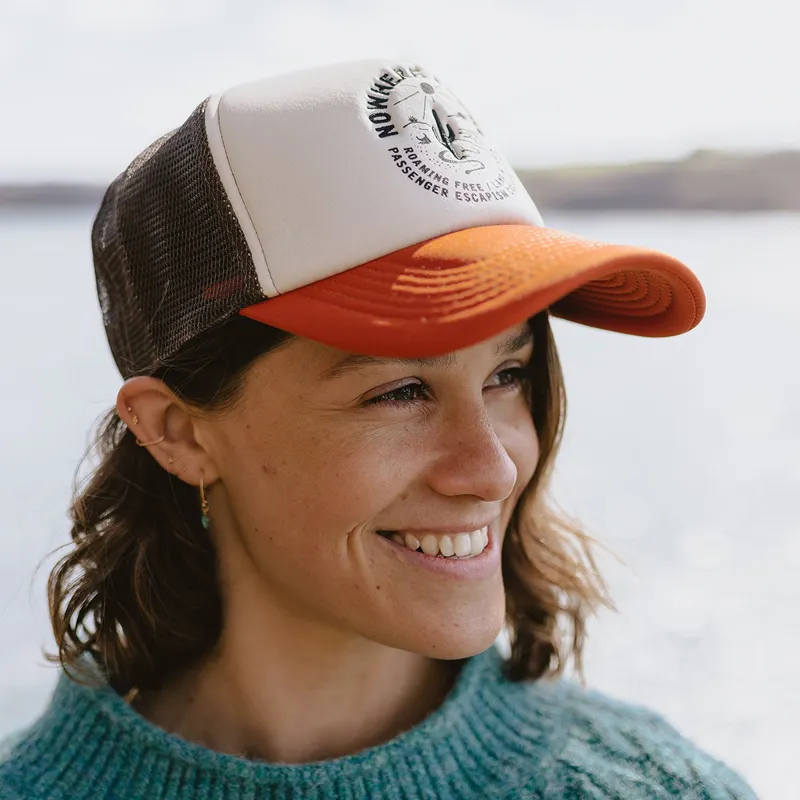 Passenger Land and Sea Snapback Trucker Cap in Sunrise Orange-4