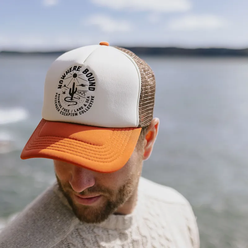 Passenger Land and Sea Snapback Trucker Cap in Sunrise Orange-7