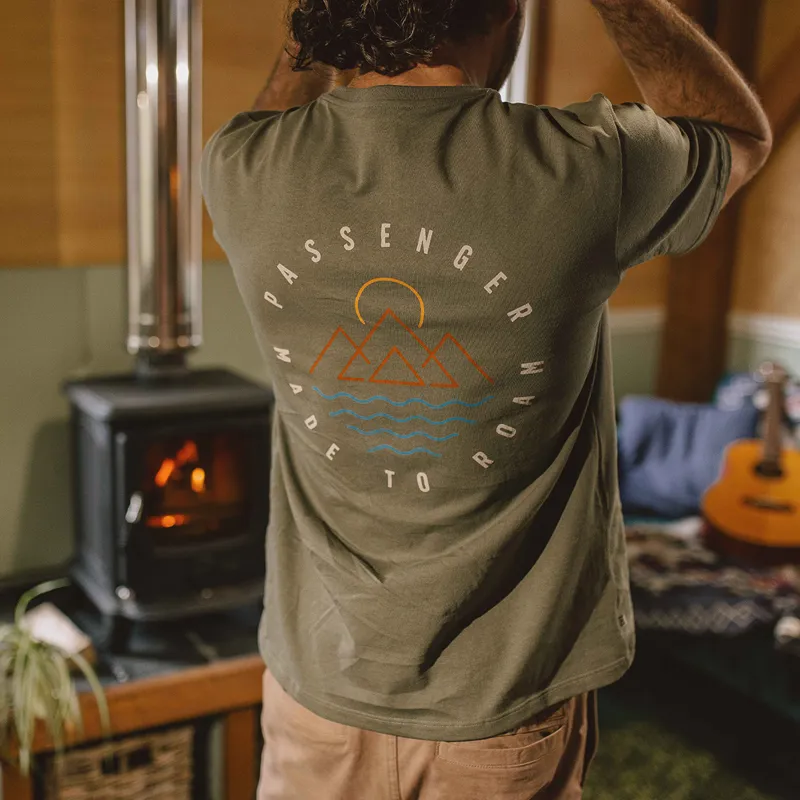 Passenger Escapism Recycled Cotton T-Shirt in Dusty Olive-3