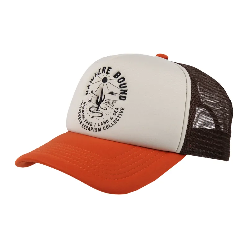Passenger Land and Sea Snapback Trucker Cap in Sunrise Orange