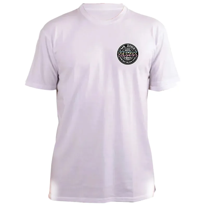 Sexwax Blue-Yellow-Pink Word Fade Tee in White-1