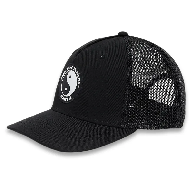 T and C Surf Designs YY Trucker Cap in Black/Black Logo-1