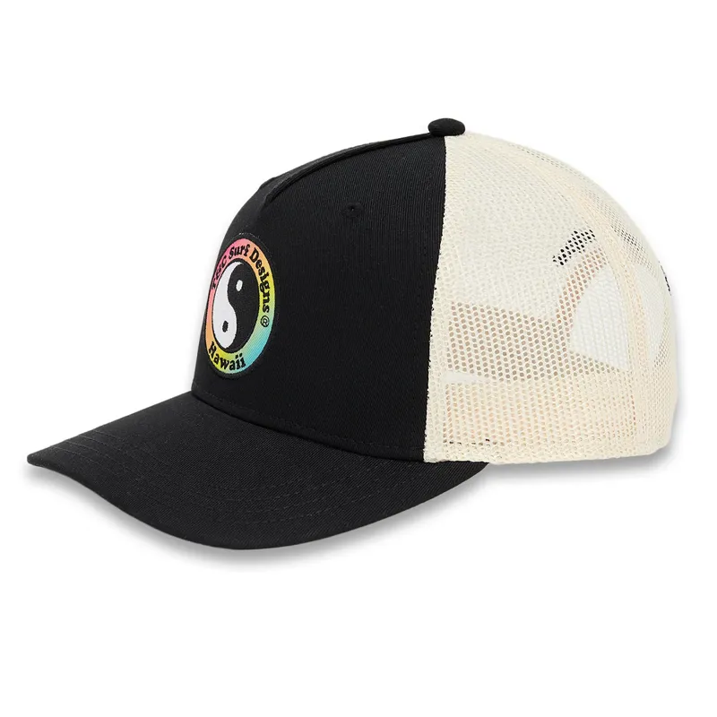 T and C Surf Designs YY Trucker Cap in Black/Gradient Logo-1